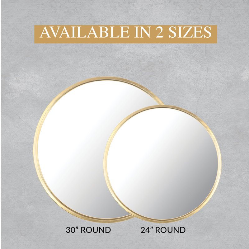 Miroir rond 28 po Mirrorize, 23 po x 23 po, Or