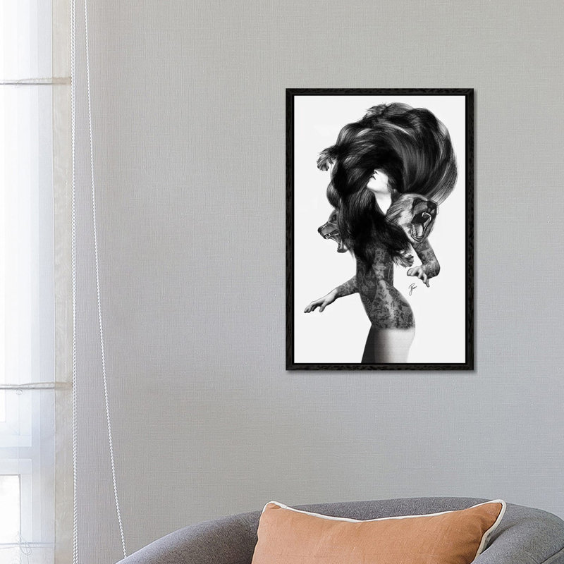 Bear #3 by Jenny Rome - Print on Canvas, Black Framed, 66.04 cm H x 45.72 cm W