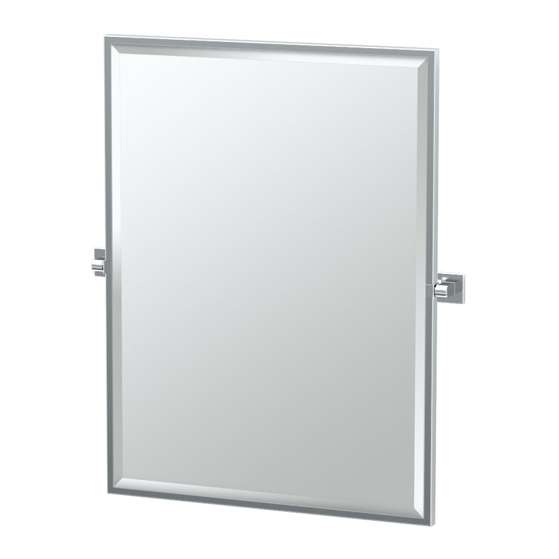 Miroir de salle de bain mural Miroir, Chrome, H 32,5 po x l 27,63 po