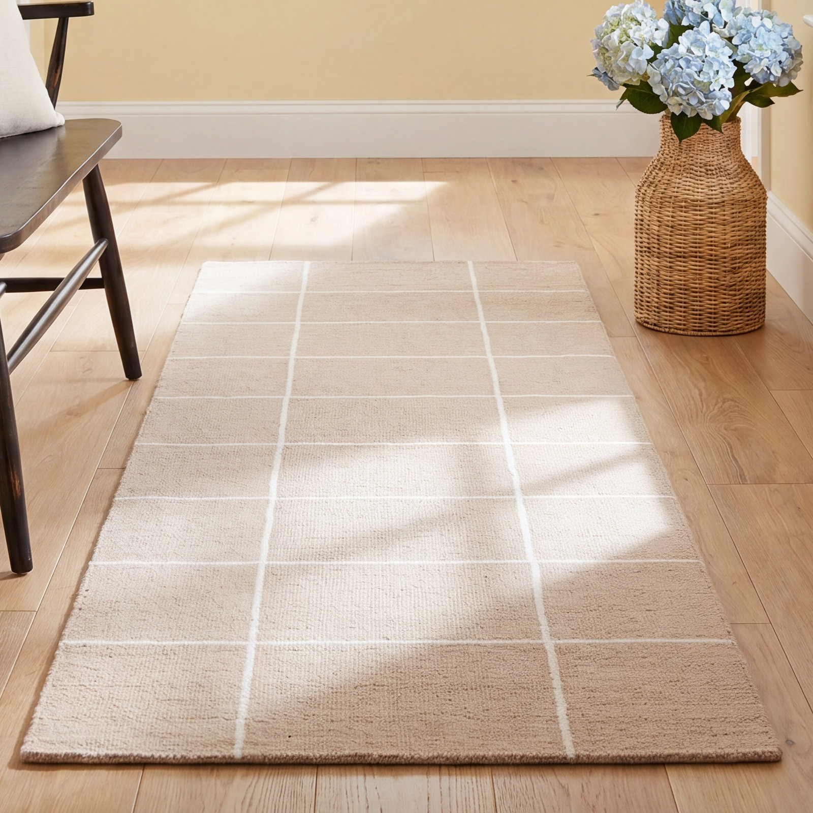 Beige Ivory Hand-Tufted Wool Rug, Runner 2'3" x 8'