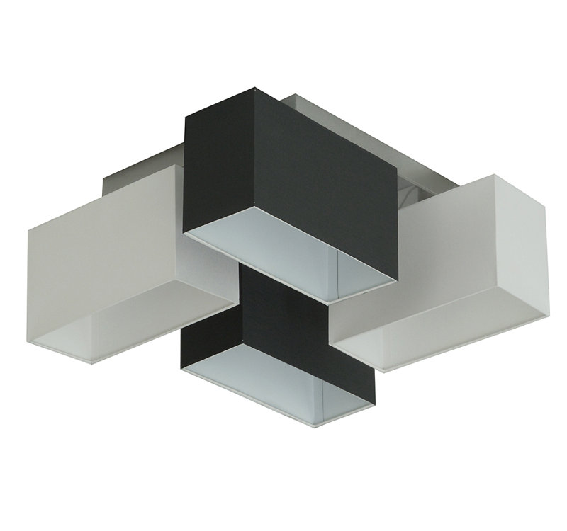 Seaton Semi Flush Mount, White/Graphite, Matt brushed nickel