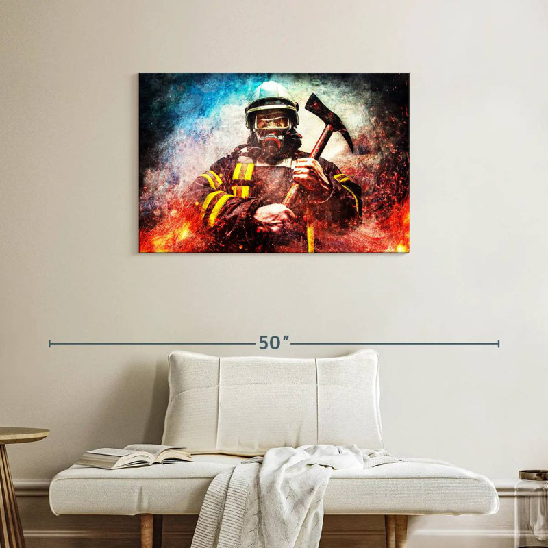 Lelar Masked Firefighter, 24'' H x 36'' W