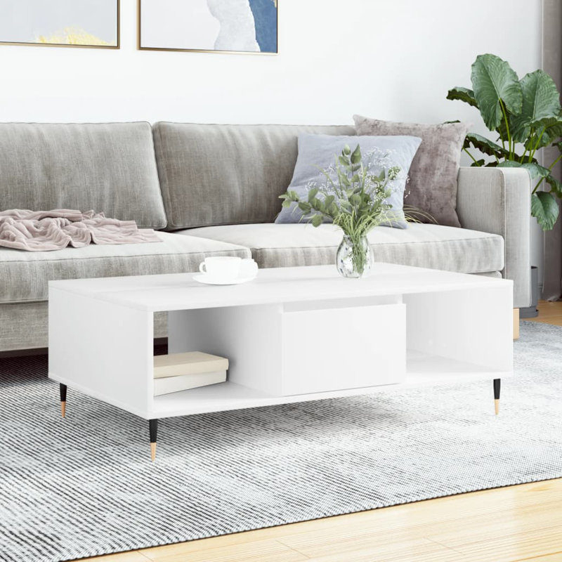 Bachar Four Leg Coffee Table with Storage, White
