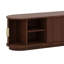 Ensemble de meuble télé en bois et table basse avec portes coulissantes cannelées, console média avec poignées dorées-120133613