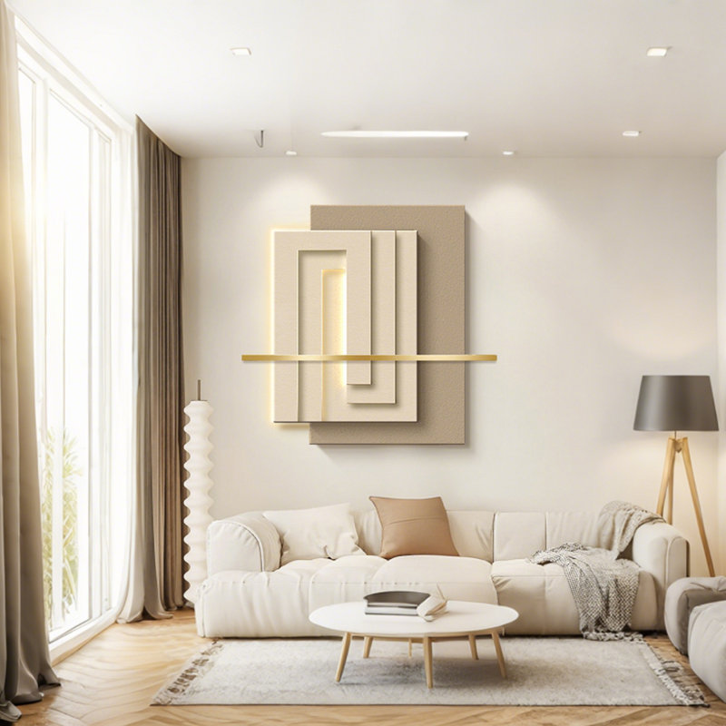 Peinture décorative crème de style grès 3D avec lumières DEL