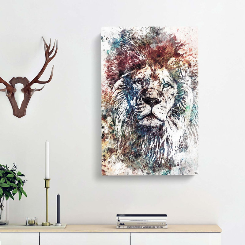 Lion Abstract Art - Wrapped Canvas, 50cm H x 35cm W x 3cm D