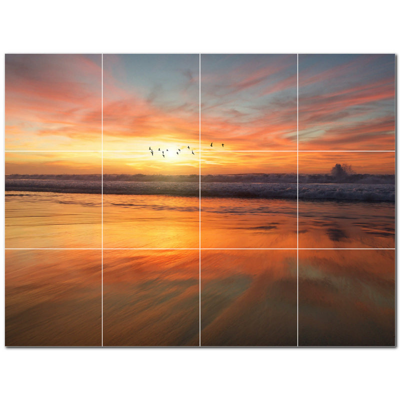 Murale décorative en céramique 8 po x 8 po Sunset