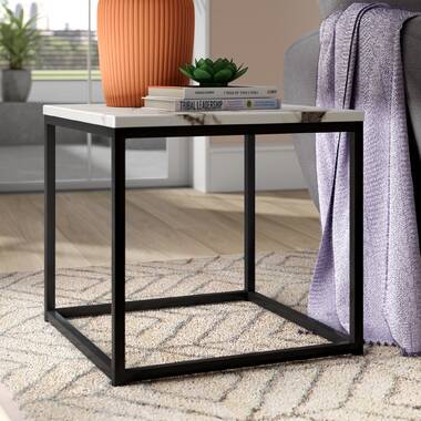 Edmonds Small Steel and Wood End Table, Side Tables