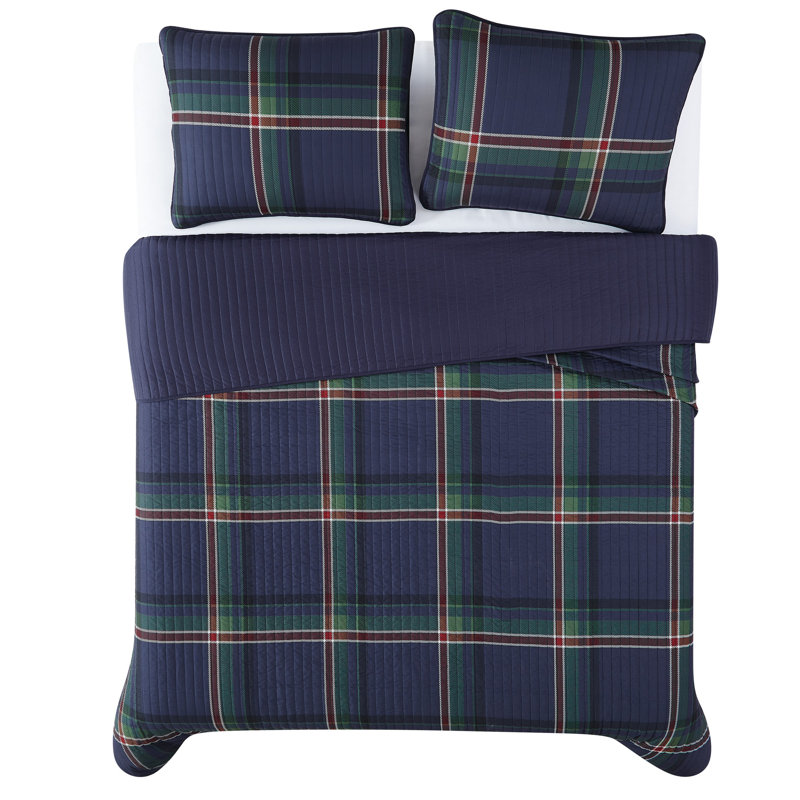 Bronson Plaid Standard Plaid Quilt, King Quilt + 2 King Shams