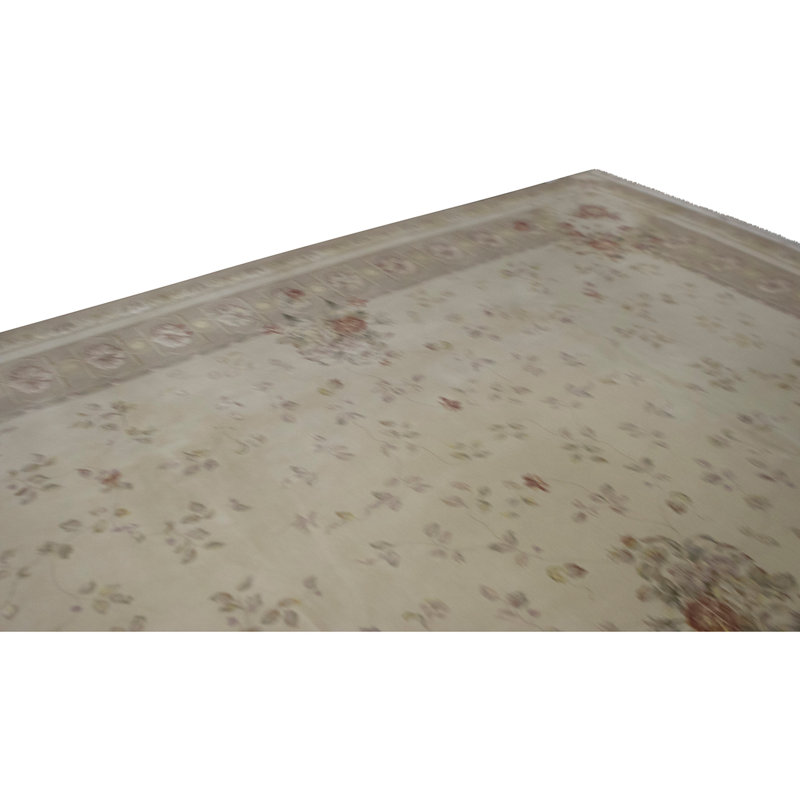 Tapis beige noué à la main de haute qualité
