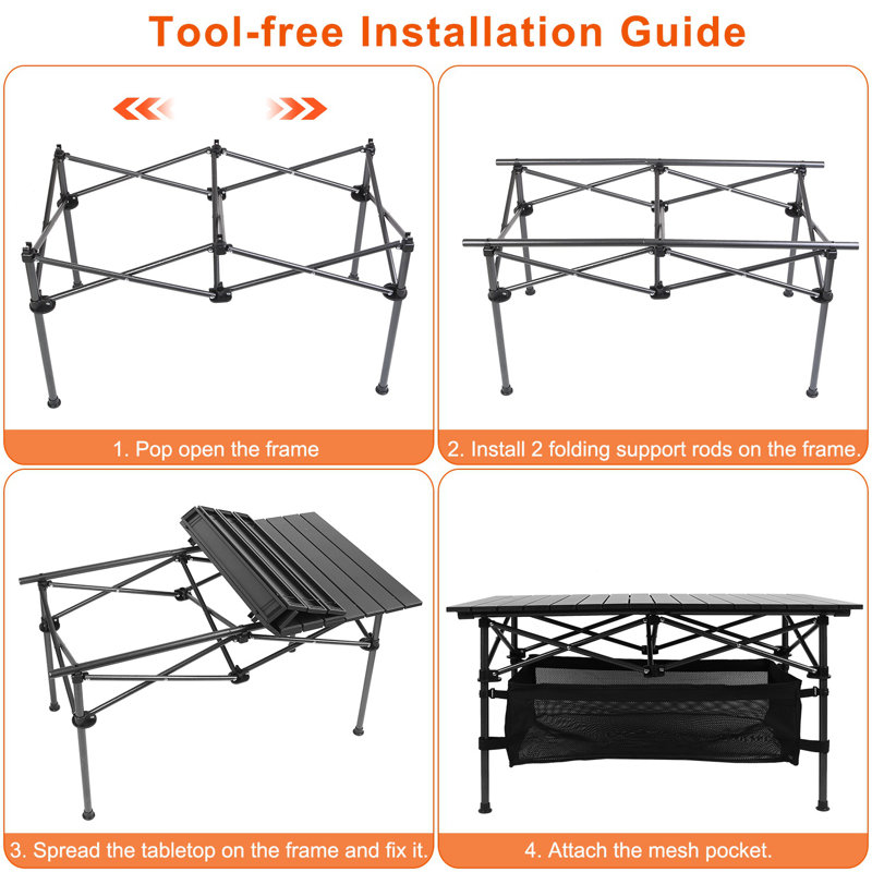 Shelbe Rectangular Aluminum Outdoor Folding Camping Table