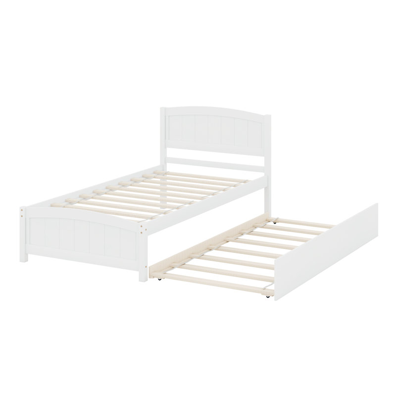 Lit plate-forme avec lit gigogne, Blanc