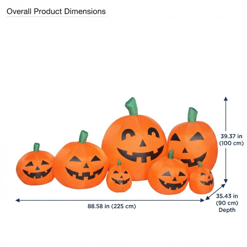 7 pi Décoration gonflable d'Halloween avec 7 lumières DEL
