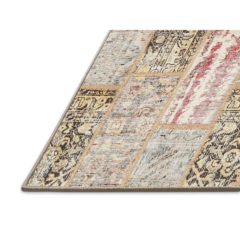Tapis contemporain ivoire / gris clair, Rectangle 5 pi x 7 pi