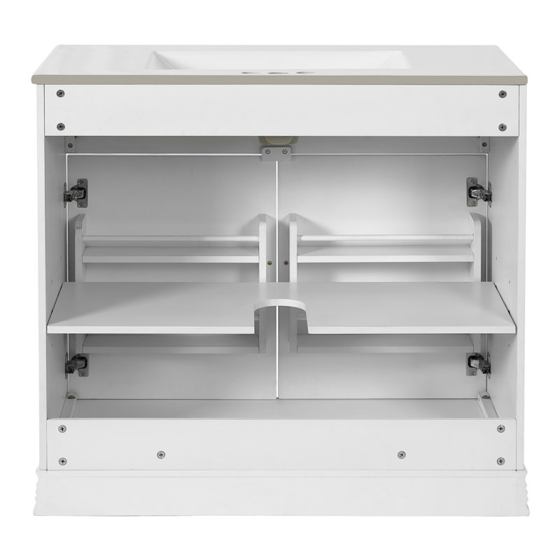 Meuble-lavabo 36 po avec lavabo en céramique, Blanc
