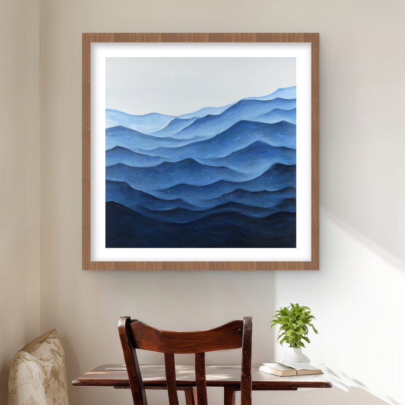 Océan bleu - reproduction matte encadrée côtière pour la décoration intérieure