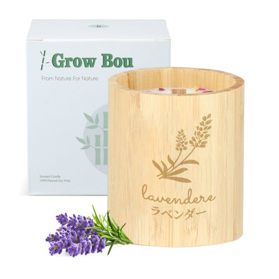 Bamboo Jar Wood Wick Candle With Crackling Sound, Lavender Scent, 100% Soy Wax
