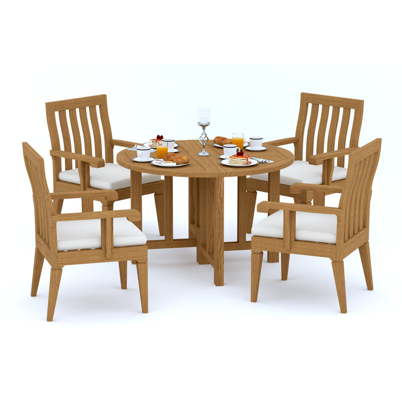 Caranas 4 - Person Teak Wood Patio Dining Set with Round Table