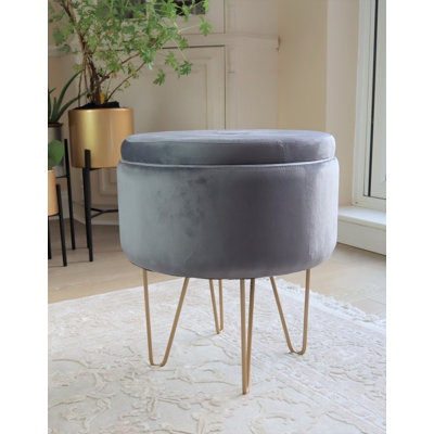 Columbia 41cm Wide Round Solid Colour Pouffe Ottoman with Storage