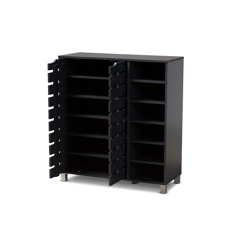 Arielle 24 Pair Shoe Storage Cabinet, Dark Gray