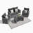 4-Piece Wicker Patio Conversation Set With Glass Table And Cushions-1201469550-1201469537