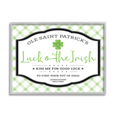 Saint Patrick's Luck of the Irish Sign Green Plaid - art textuel