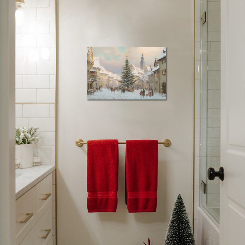 Art mural en toile Winter Town, H 12 po x l 16 po