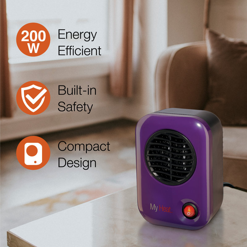 Lasko 200 W 1 BTU Electric High Efficiency Compact Space Heater, Purple