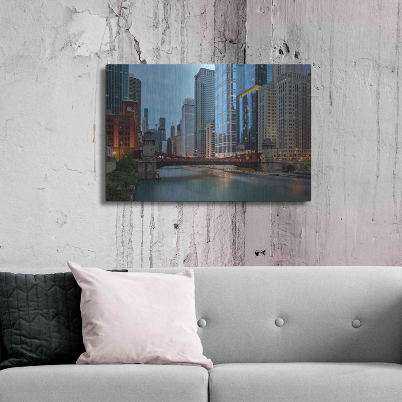 «Chicago River» par AKG, H 24 po x l 36 po