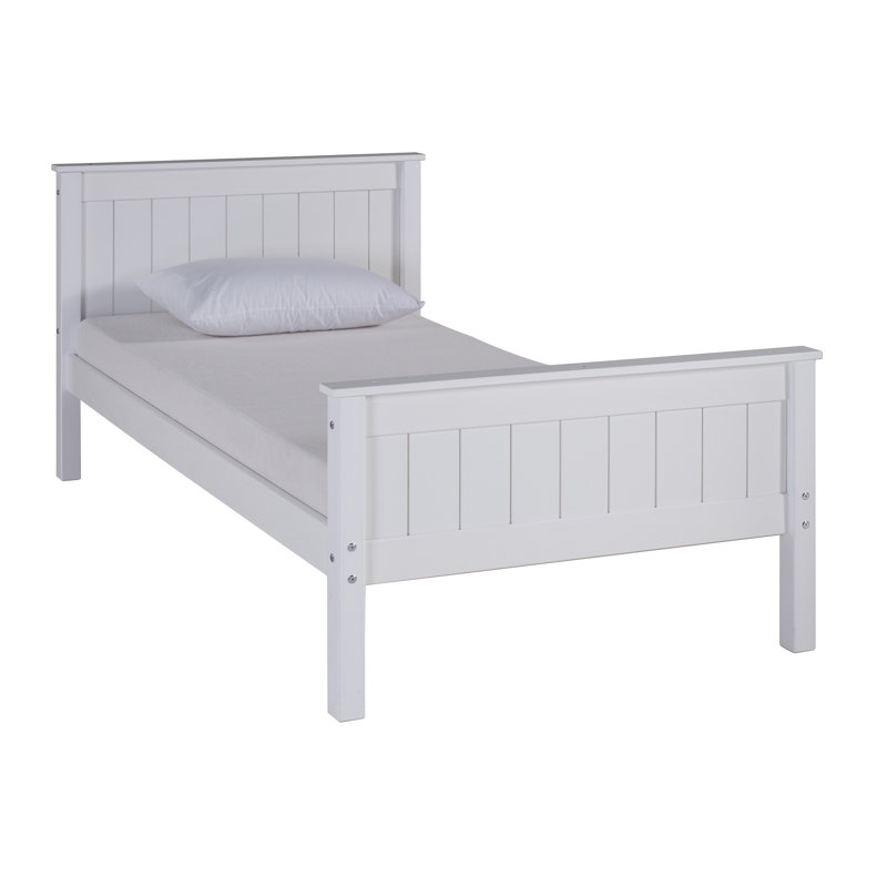Lit plateforme simple en bois Beckett Harmony idéal pour la chambre à coucher des enfants - fabrication en bois de pin durable incluant une tête de lit, un pied de lit et des traverses latérales, matelas compatible avec lattes ou planche de support 