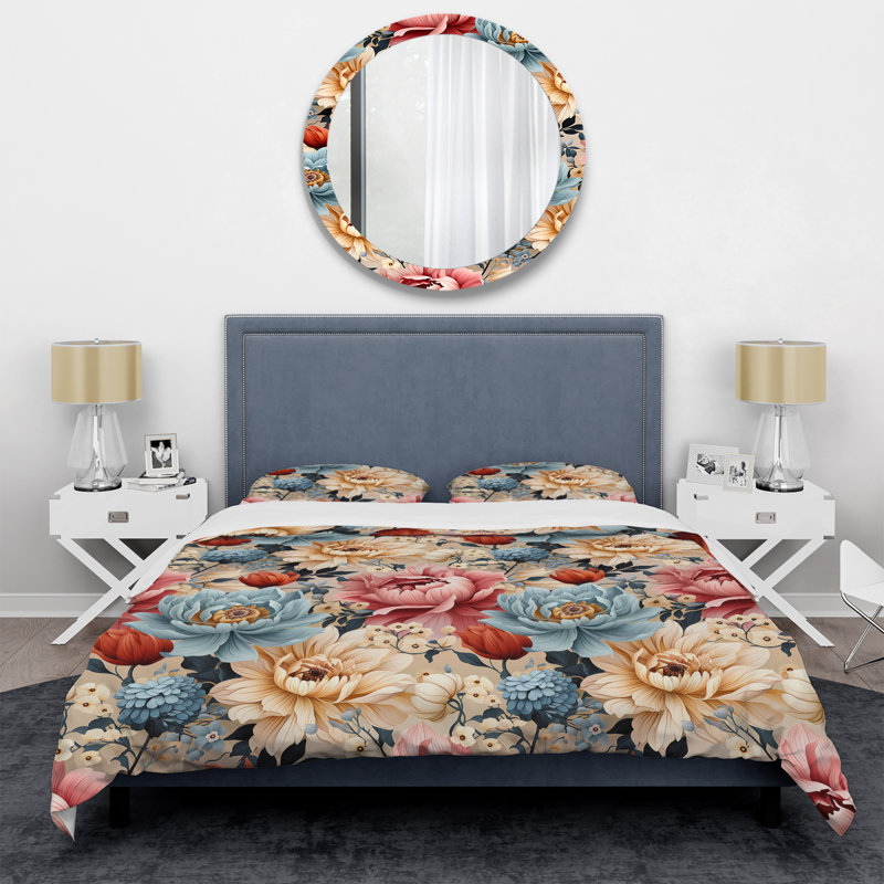 Mireyah multicolore Bohemian Rhapsody à motif floral VI - Ensemble de housse de couette floral - Microfibre de polyester