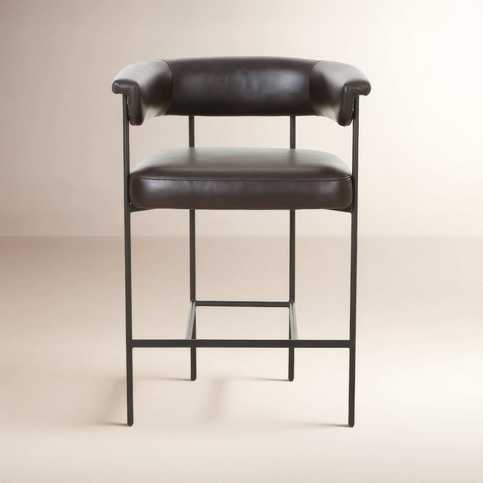 Lyssa Counter and Bar Stool, Sonoma Black Genuine Leather, Counter Stool (26.5" Seat Height), Solid