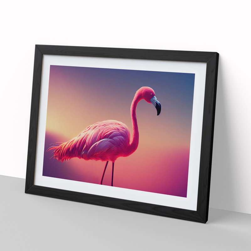 Enviable Flamingo - Single Picture Frame Print, Black, 25cm H x 34cm W