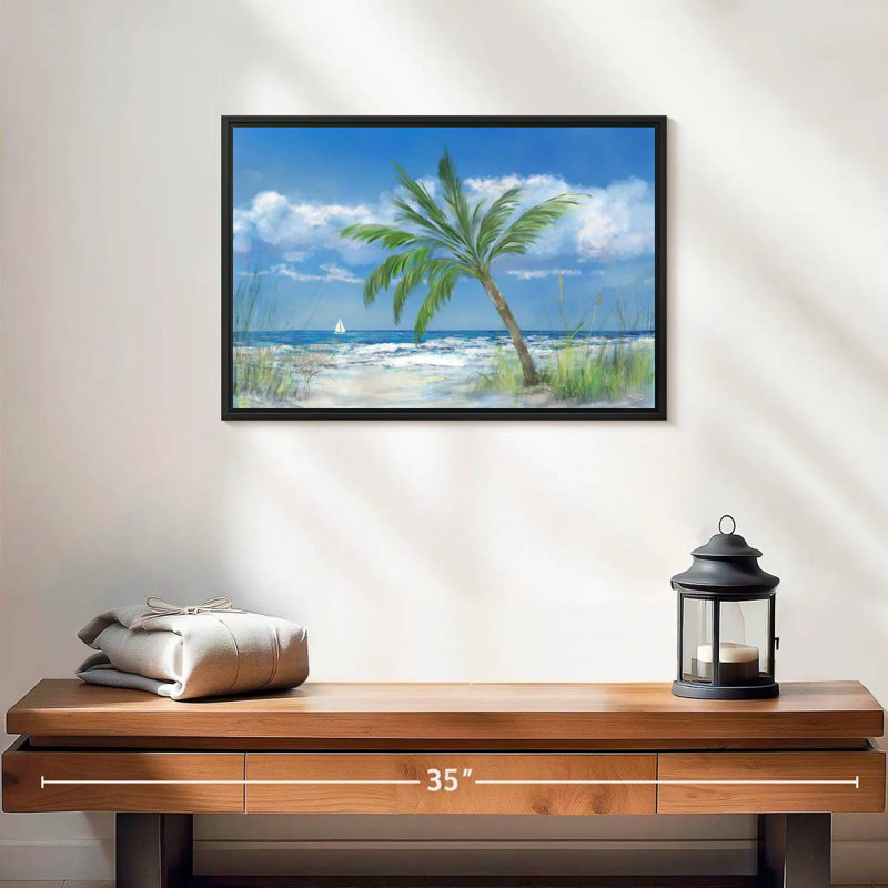 Palmier paradis, 19 po x 13 po, Cadre flottant noir