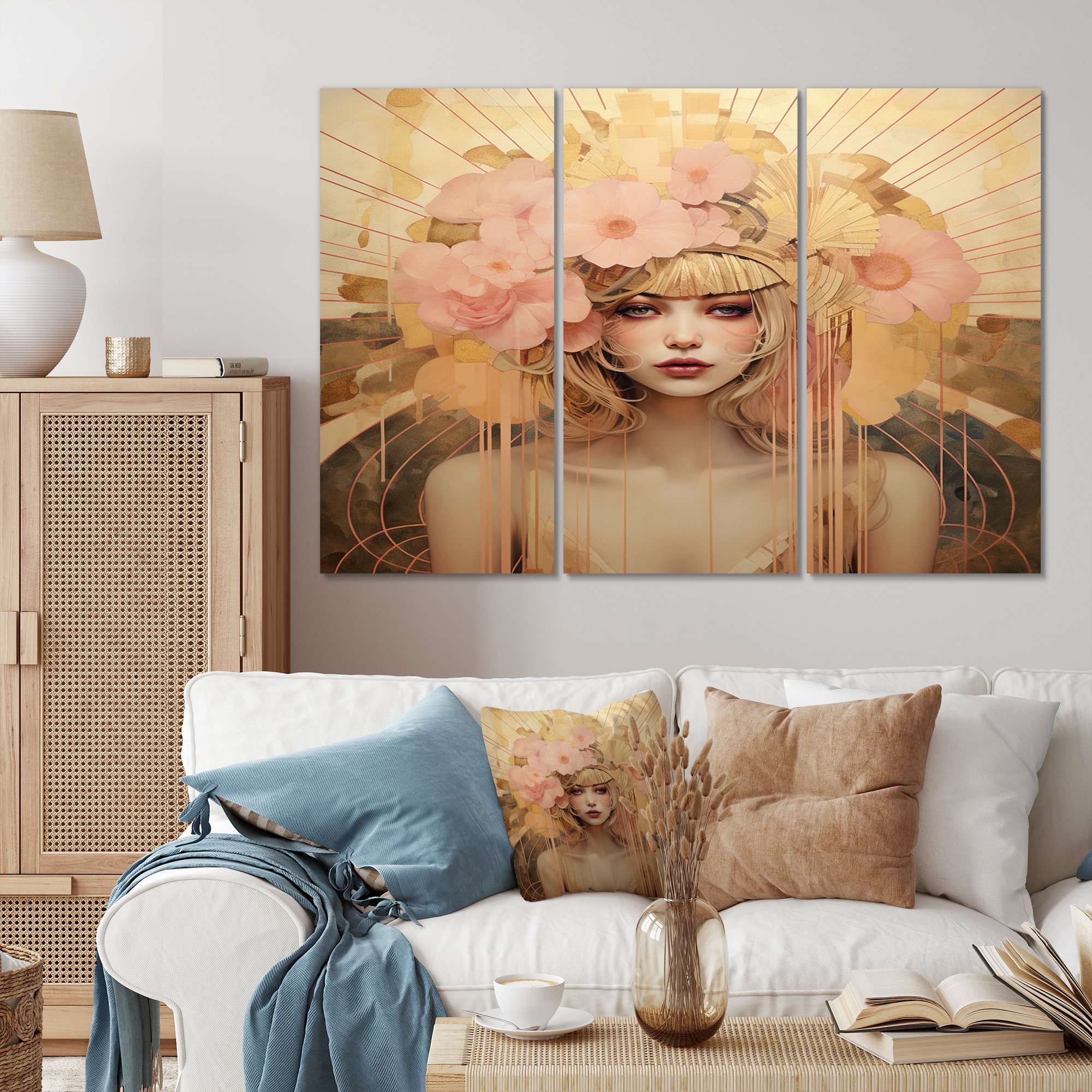 House of Hampton® Pink Elegance Art Nouveau Glam Woman Portrait I