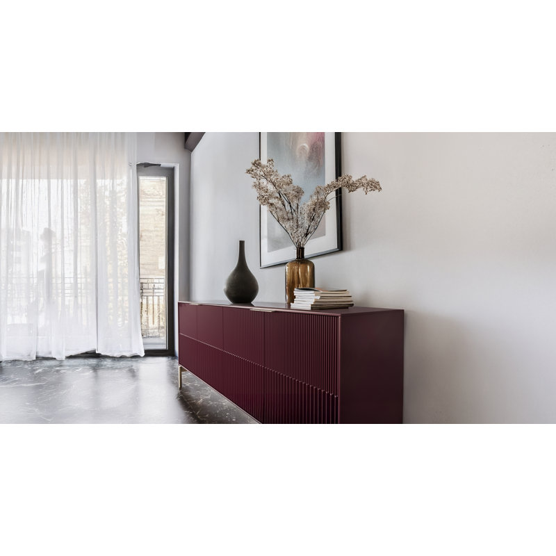 Zig 79.5'' W Credenza, Merlot/Brushed Brass