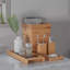 Ensemble de décoration de salle de bain 5 pièces - Accessoires de meuble-lavabo en bambou avec poubelle, porte-savon, distributeur de savon, porte-brosse à dents et plateau