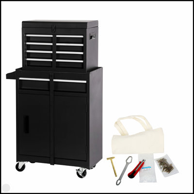 Tool Chest, 5-Drawer Rolling Tool Storage Cabinet With Detachable Top Tool Box, Liner, Universal Lockable Wheels, Adjustable Shelf, Locking Mechanism, Metal Tool Cart ,154Pcs Tools
