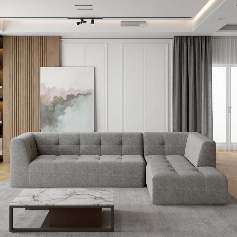 Canapé modulaire en chenille 112,2 po, Chenille gris pâle