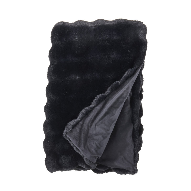 Jeté en fausse fourrure Plush, Noir