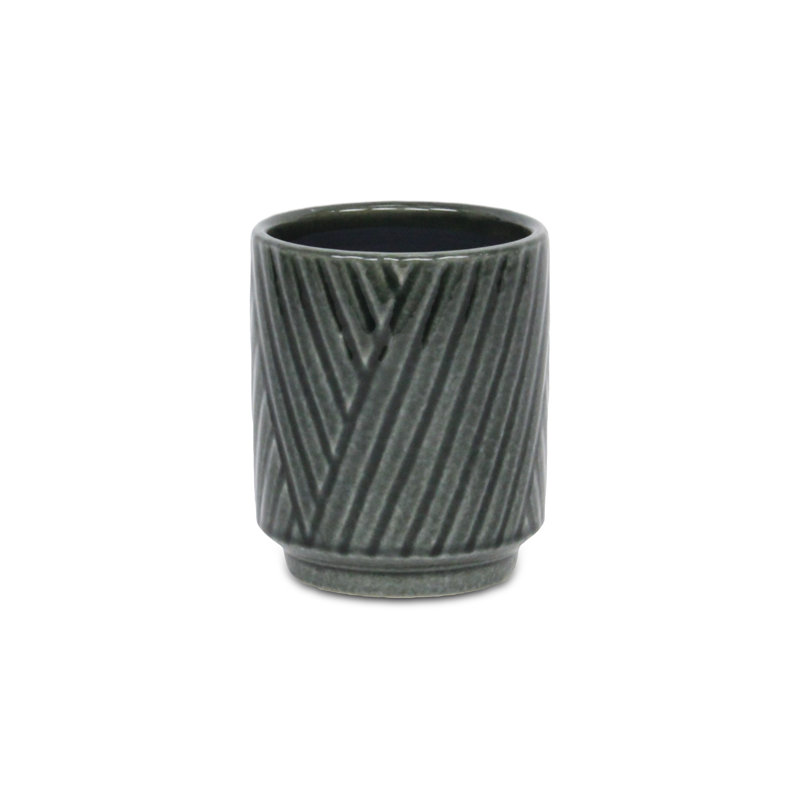 Kettering Handmade Ceramic Pot Planter, Dark Gray