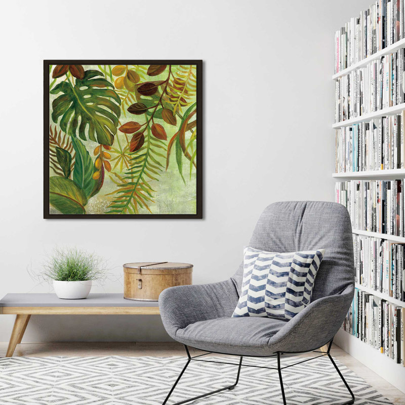 «Tropical Greenery I» par Silvia Vassileva, Cadre flottant espresso, H 21,5 po x l 21,5 po x P 2 po
