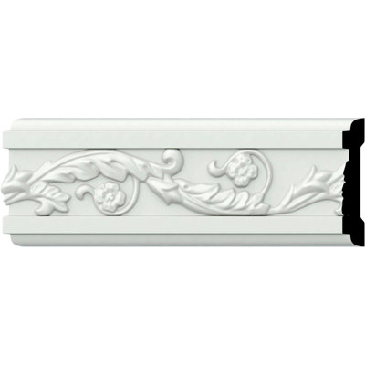 Endurathane Medway Running Floral Chair Rail, 3 3/8"H x 3/4"P x 94 1/2"L, (8"Repeat), Factory Primed (2-Pack)