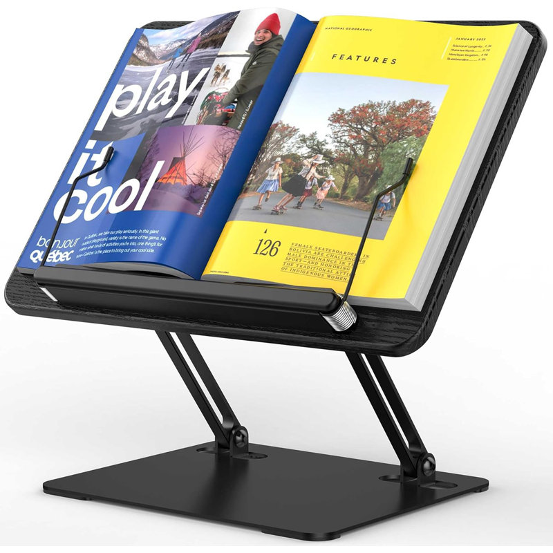 Support à livre pour lecture, support de livre réglable avec bases pivotantes à 360 °