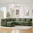 Sectional Sofa U-shaped Sectional 125.2" Upholstered L-shaped Sofa with a Movable Ottoman and Side Storage Pockets for Living Room, Green-1332298630