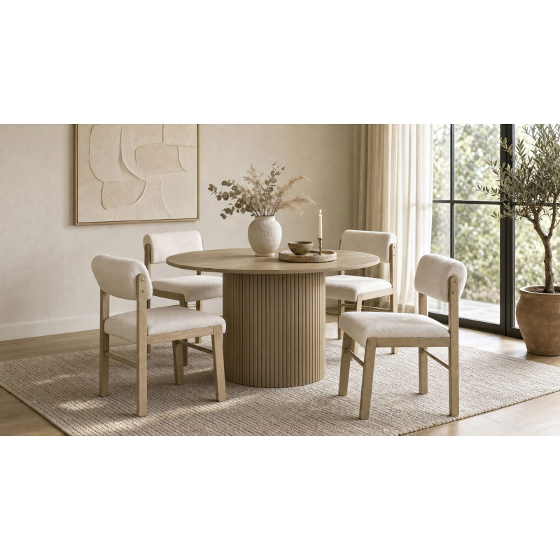 Ensemble de salle à manger 5 pièces Vinga, Natural Oak, Cream/Natural Oak