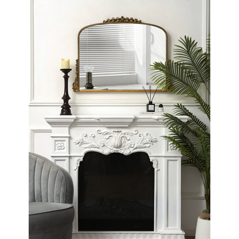 Miroir mural arqué or peint à la main, Or antique, 26 po x 35,4 po