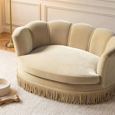 Clara 34.5" Scalloped Pet Sofa Bed, Medium