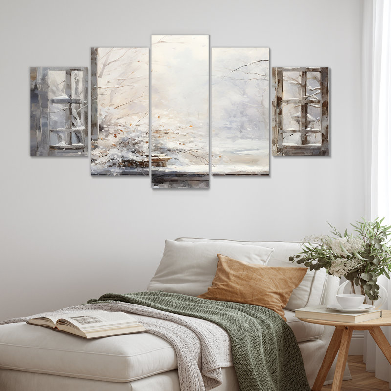  «Snow By The Winter Window View II - Japon, art mural multi-panneaux