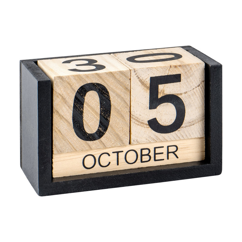 Calendrier de blocs de bureau en bois Gaobei, Grand calendrier en bois noir